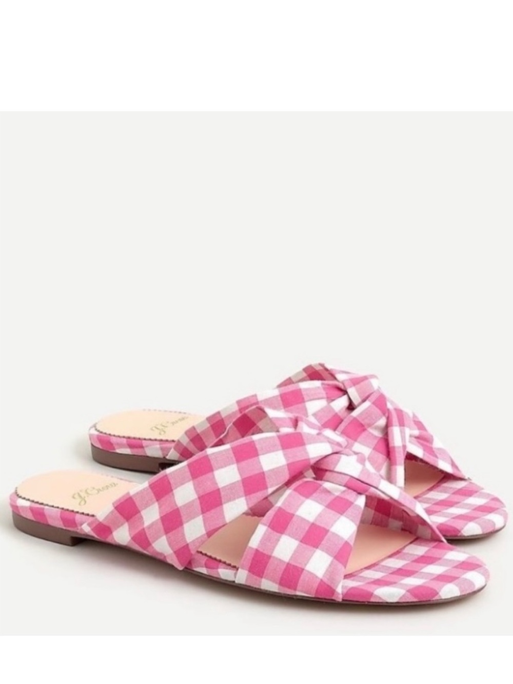 Crew Pink White Gingham Sandals Size 9